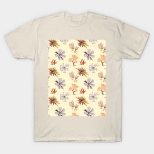 Orange Floral Pattern T-Shirt